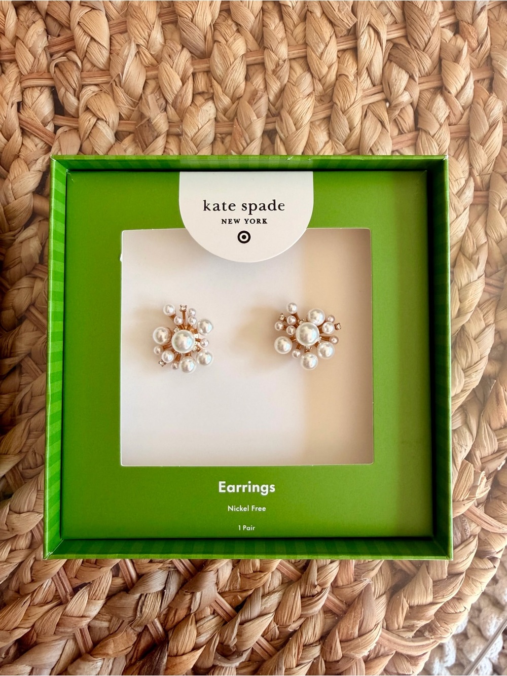 kate spade pearl cluster stud earrings with gold-tone accents